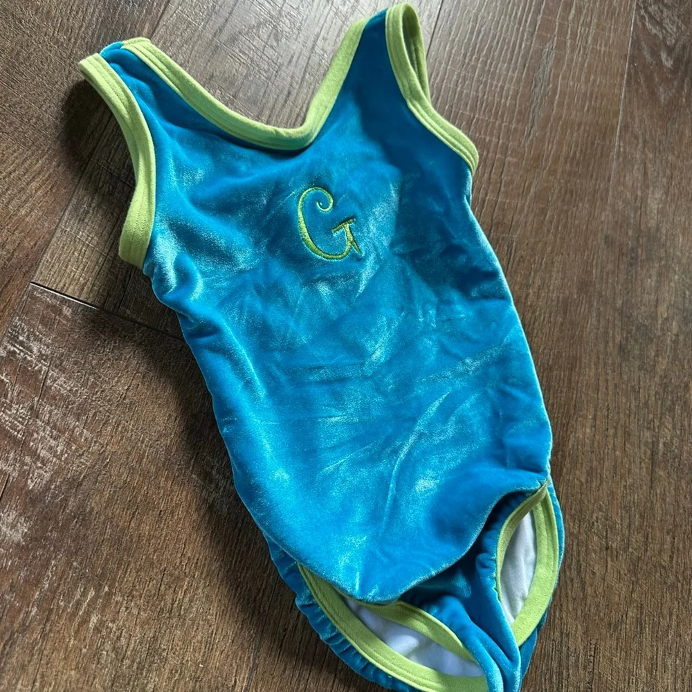 Girls Twirls by Patsy Aiken Designs Blue Dance Costume size 2 monogrammed G